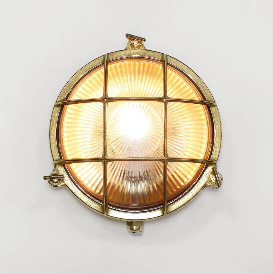 Lido Außenwandleuchte Rund Terrasse Haus Messing Maritim< Rustikale Lampen|Metall Lampen