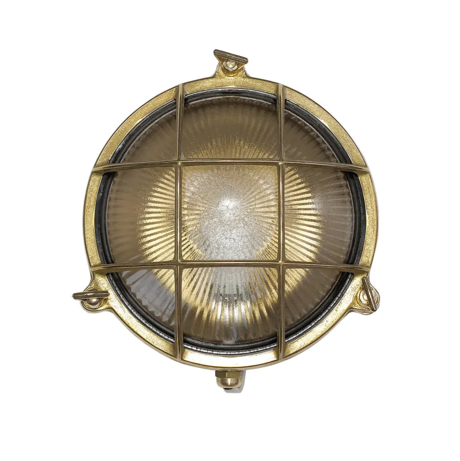 Lido Außenwandleuchte Rund Terrasse Haus Messing Maritim< Rustikale Lampen|Metall Lampen