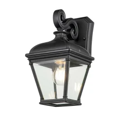 Metall Lampen|Vintage Lampen*Elstead Außenwandleuchte Schwarz H: 33,4 cm IP44 Vintage Design