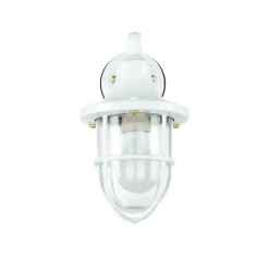 Außenleuchten Antik|Außenleuchten Messing*Lido Außenwandleuchte Weiß IP64 Glas Echt-Messing E27