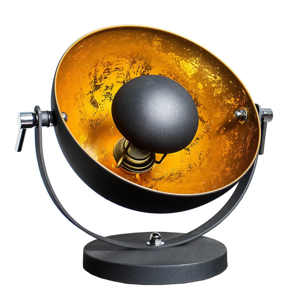 Tischlampen|Schlafzimmer Lampen*Invicta Interior Außergewöhnliche Tischlampe Retro rund Schwarz Gold