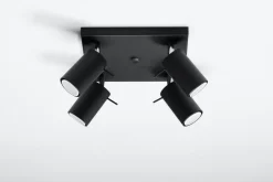 Deckenleuchten|Spots*Sollux Aufbau Spotstrahler ETNA in Schwarz 4-flmg