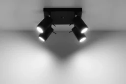 Deckenleuchten|Spots*Sollux Aufbau Spotstrahler ETNA in Schwarz 4-flmg