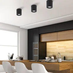 TK Lighting Aufbauspot Schwarz Metall Ø 11 cm rund GU10 ADELIA< Spots|Küchenlampen