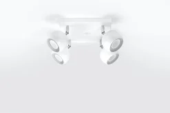 Wohnzimmerlampen|Retro Lampen*Sollux Aufbaustrahler Weiß Stahl 4-flammig Retro FAVONIA