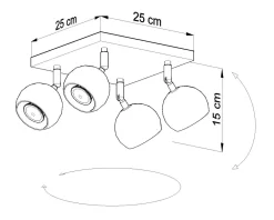 Wohnzimmerlampen|Retro Lampen*Sollux Aufbaustrahler Weiß Stahl 4-flammig Retro FAVONIA