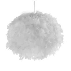 Wohnzimmerlampen|Metall Lampen*Searchlight Auffällige Pendelleuchte Federn 50 cm rund E27 in Weiß