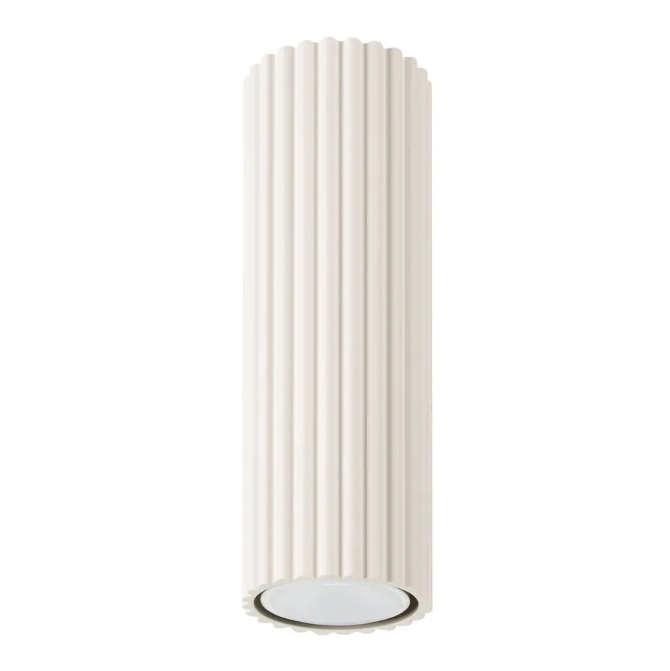 Flurlampen|Küchenlampen*Sollux Aufputz Deckenspot GU10 Ø 6,5 cm H: 20 cm in Creme Modern Alu