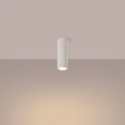 Flurlampen|Küchenlampen*Sollux Aufputz Deckenspot GU10 Ø 6,5 cm H: 20 cm in Creme Modern Alu