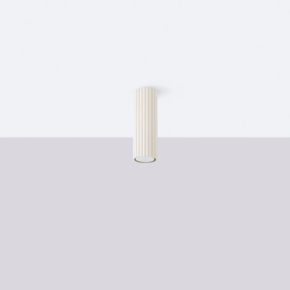 Flurlampen|Küchenlampen*Sollux Aufputz Deckenspot GU10 Ø 6,5 cm H: 20 cm in Creme Modern Alu