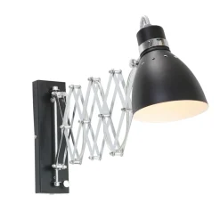 Steinhauer Ausziehbarer Wandspot Schwarz dimmbar E27 mit Stecker< Wohnzimmerlampen|Metall Lampen