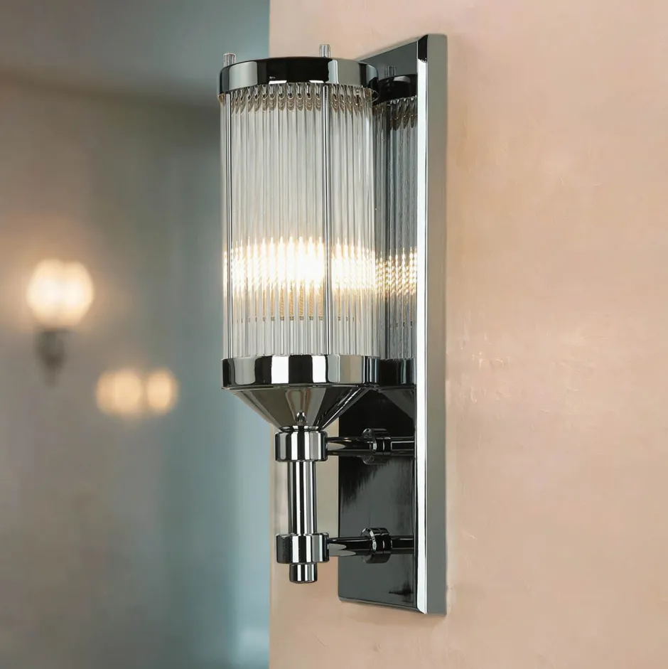 Glaslampen|Designerlampen*Elstead Bad Wandlampe in Chrom IP44 Design Leuchte ERVA