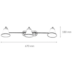 Easylight Bad Wandlampe 3xE14 67cm drehbar Jugendstil GRANDO< Wandleuchten