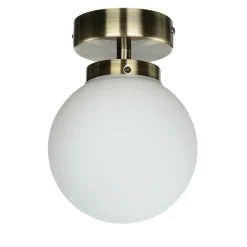 Wohnzimmerlampen|Glaslampen*Easylight Badezimmerlampe Decke in Messing Weiß Glas Kugel