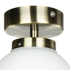 Wohnzimmerlampen|Glaslampen*Easylight Badezimmerlampe Decke in Messing Weiß Glas Kugel