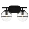 Wandleuchten|Badezimmer Lampe*Elstead Badezimmerlampe Glas Metall IP44 38,1 cm breit Schwarz