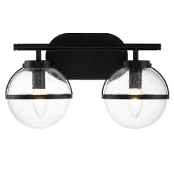 Wandleuchten|Badezimmer Lampe*Elstead Badezimmerlampe Glas Metall IP44 38,1 cm breit Schwarz