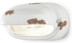 Wohnzimmerlampen|Glaslampen*Ferroluce Badezimmerlampe Keramik Glas B: 24 cm Weiß Shabby Antik