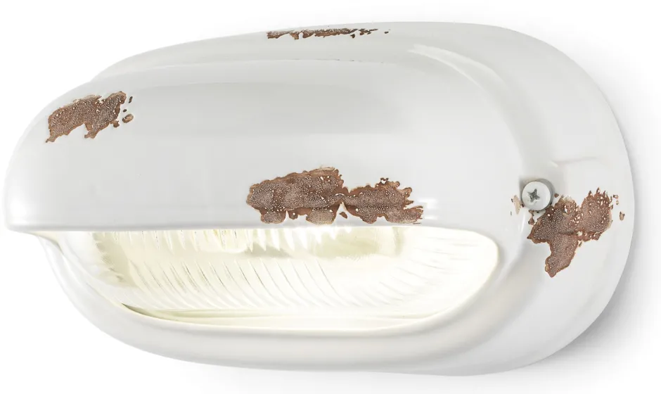 Wohnzimmerlampen|Glaslampen*Ferroluce Badezimmerlampe Keramik Glas B: 24 cm Weiß Shabby Antik