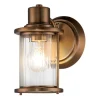 Wandleuchten|Badezimmer Lampe*Elstead Badezimmerlampe Wand IP44 H: 21,8 cm Metall Glas E27
