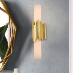 Wandleuchten|Flurlampen*Elstead Badezimmerlampe Wand LED G9 55,9 cm hoch Metall Glas IP44