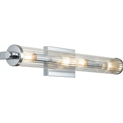 Wandleuchten|Badezimmer Lampe*Elstead Badezimmerlampe Wand Metall Glas B: 69,1 cm IP44 Chrom