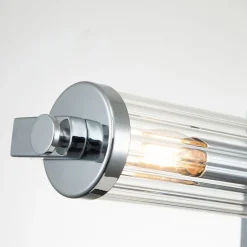 Wandleuchten|Badezimmer Lampe*Elstead Badezimmerlampe Wand Metall Glas B: 69,1 cm IP44 Chrom