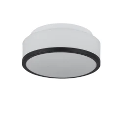 Deckenleuchten|Flurlampen*Searchlight Badezimmerleuchte Decke Ø 23 cm rund Glas Weiß Schwarz IP44