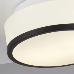 Deckenleuchten|Flurlampen*Searchlight Badezimmerleuchte Decke Ø 23 cm rund Glas Weiß Schwarz IP44