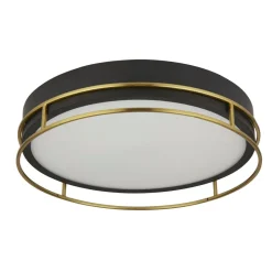 Searchlight Badezimmerleuchte Decke IP44 Ø 40 cm rund Schwarz Messing< Deckenleuchten|Flurlampen