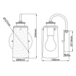 Küchenlampen|Metall Lampen*Elstead Badezimmerleuchte E27 IP44 H: 24,4 cm Metall Glas