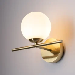 Wandleuchten|Badezimmer Lampe*Nowodvorski Badezimmerleuchte Kugelschirm G9 IP44 in Messing Weiß