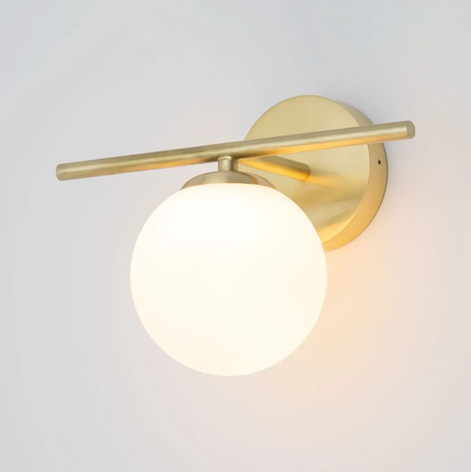 Wandleuchten|Badezimmer Lampe*Nowodvorski Badezimmerleuchte Kugelschirm G9 IP44 in Messing Weiß