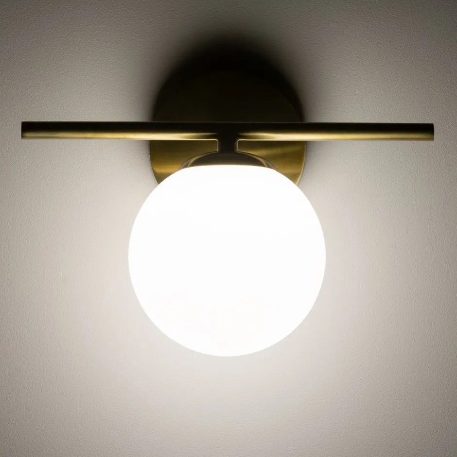 Wandleuchten|Badezimmer Lampe*Nowodvorski Badezimmerleuchte Kugelschirm G9 IP44 in Messing Weiß