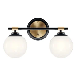 Wandleuchten|Metall Lampen*Elstead Badezimmerleuchte LED G9 Glas Metall IP44 B:37,3 cm Kugel