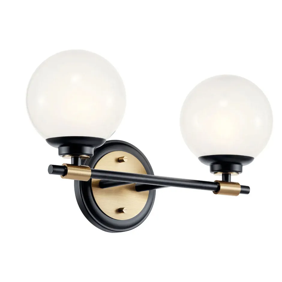 Wandleuchten|Metall Lampen*Elstead Badezimmerleuchte LED G9 Glas Metall IP44 B:37,3 cm Kugel