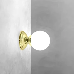 Wandleuchten|Badezimmer Lampe*Giovanni Battista Badezimmerleuchte Wand Ø 12 cm Kugelschirm Glas Messing E14