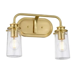 Flurlampen|Küchenlampen*Elstead Badezimmerleuchte Wand B: 37,4 cm IP44 Metall Glas in Messing