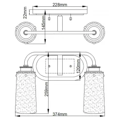 Flurlampen|Küchenlampen*Elstead Badezimmerleuchte Wand B: 37,4 cm IP44 Metall Glas in Messing