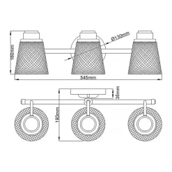 Flurlampen|Metall Lampen*Elstead Badezimmerleuchte Wand IP44 54,5 cm breit mit 3x G9 LED