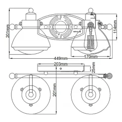 Elstead Badezimmerleuchte Wand Metall Glas 44,9 cm breit IP44 E27< Flurlampen|Metall Lampen