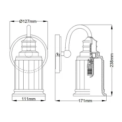 Elstead Badezimmerleuchte Wand mit LED G9 IP44 23,7 cm hoch< Wandleuchten|Badezimmer Lampe