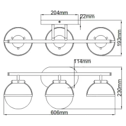 Wandleuchten|Badezimmer Lampe*Elstead Badlampe Glas Metall E14 IP44 B: 60,6 cm Messing Antik Weiß