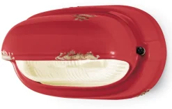 Wohnzimmerlampen|Glaslampen*Ferroluce Badlampe Keramik Glas E27 24 cm breit Rot Shabby Antik