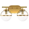 Wandleuchten|Badezimmer Lampe*Elstead Badlampe Spiegel Metall Glas B: 38,1 cm IP44 in Messing Antik