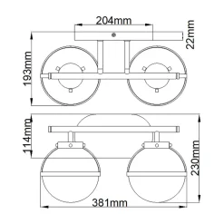 Wandleuchten|Badezimmer Lampe*Elstead Badlampe Spiegel Metall Glas B: 38,1 cm IP44 in Messing Antik
