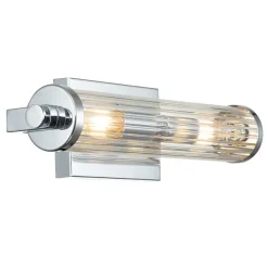 Elstead Badlampe Wand Glas Metall E14 IP44 B: 40,7 cm Chrom poliert< Wandleuchten|Badezimmer Lampe