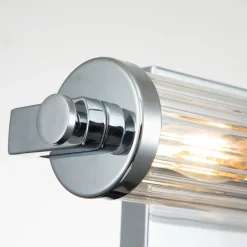 Elstead Badlampe Wand Glas Metall E14 IP44 B: 40,7 cm Chrom poliert< Wandleuchten|Badezimmer Lampe