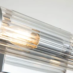 Elstead Badlampe Wand Glas Metall E14 IP44 B: 40,7 cm Chrom poliert< Wandleuchten|Badezimmer Lampe