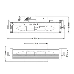 Elstead Badlampe Wand Glas Metall E14 IP44 B: 40,7 cm Chrom poliert< Wandleuchten|Badezimmer Lampe